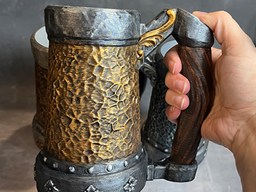 Armoured Pint  - Gold / Steel - Hand Painted - Can Holder Mug