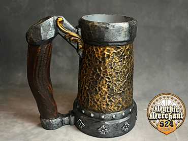 Armoured Pint  - Gold / Steel - Hand Painted - Can Holder Mug