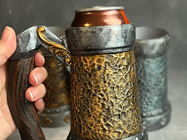 Armoured Pint  - Gold / Steel - Hand Painted - Can Holder Mug