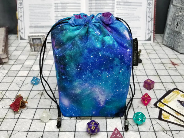 Blue Nebula dice bag with built-in organizer