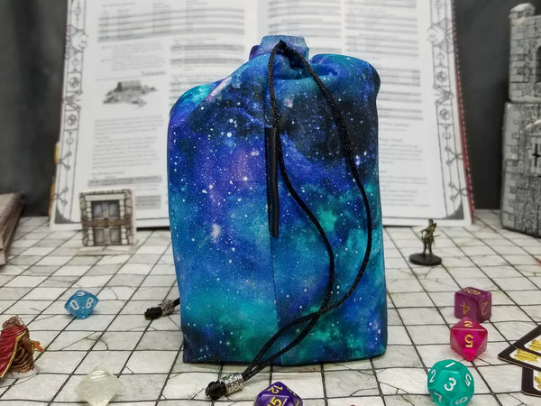 Blue Nebula dice bag with built-in organizer