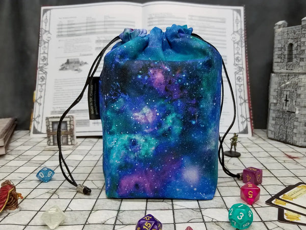 Blue Nebula dice bag with built-in organizer