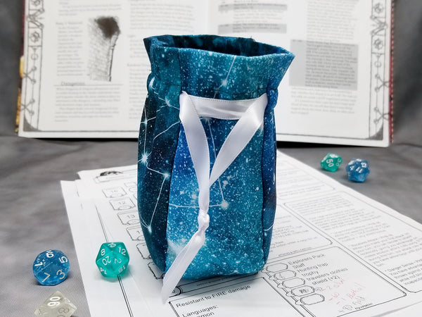 Small Teal Constellations Dice Bag