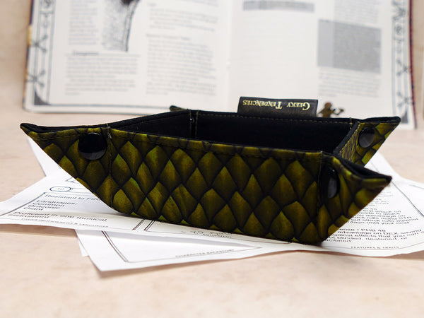Small Green Dragonscale Folding Dice Tray