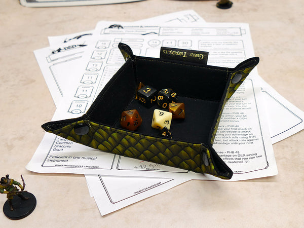 Small Green Dragonscale Folding Dice Tray