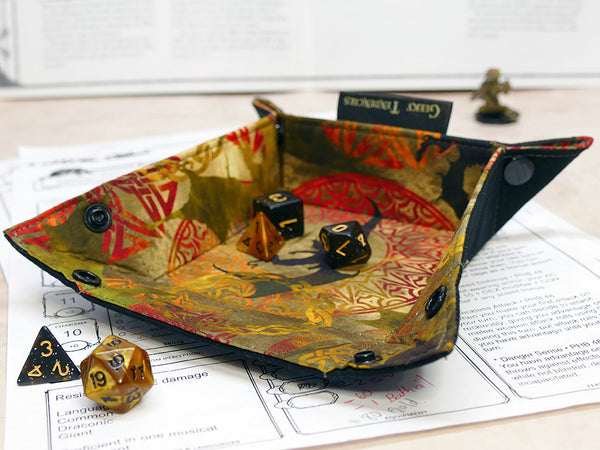 Small Green Dragon Folding Dice Tray