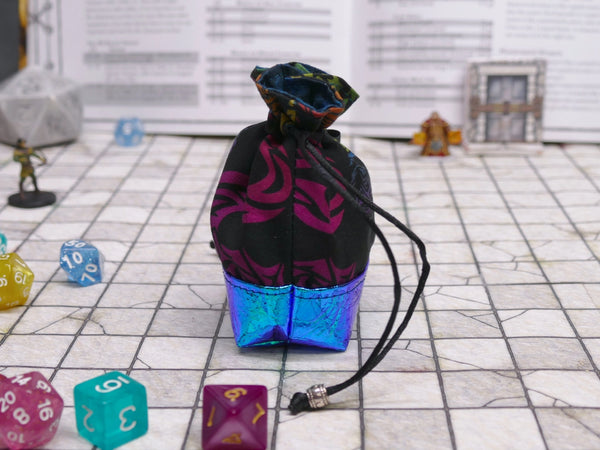 Black Rainbow Dragon Mini Dice Bags - Single Set or 3 Set bag