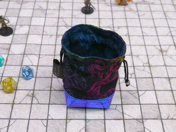 Black Rainbow Dragon Mini Dice Bags - Single Set or 3 Set bag