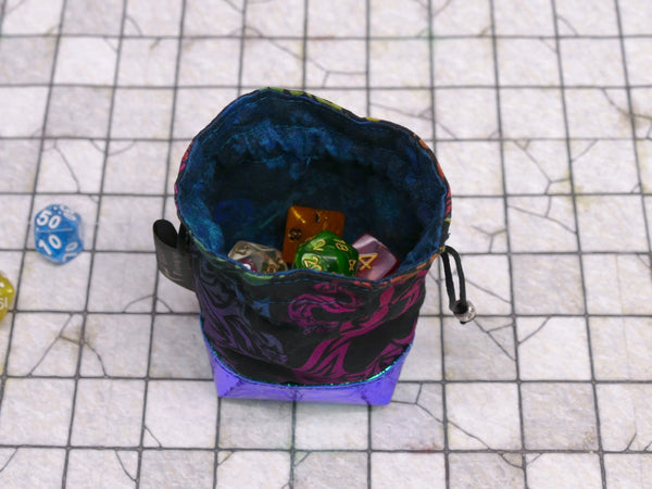 Black Rainbow Dragon Mini Dice Bags - Single Set or 3 Set bag