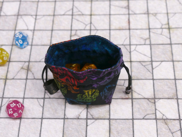 Black Rainbow Dragon Mini Dice Bags - Single Set or 3 Set bag