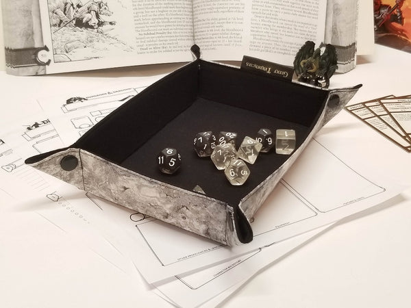 Grey stone and Black dice Tray