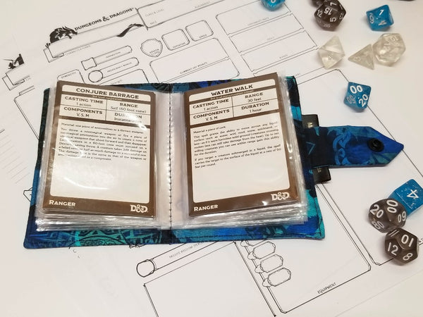 Blue Flying Dragons Card Album/Spelbook Open showing cards