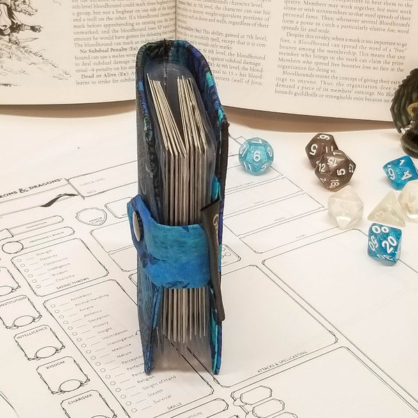 Blue Flying Dragons Card Album/Spelbook Side View showing closture