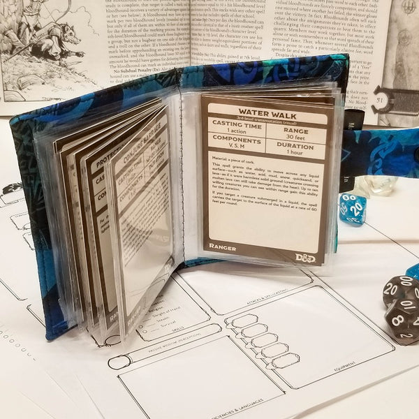Blue Flying Dragons Card Album/Spelbook Open showing cards