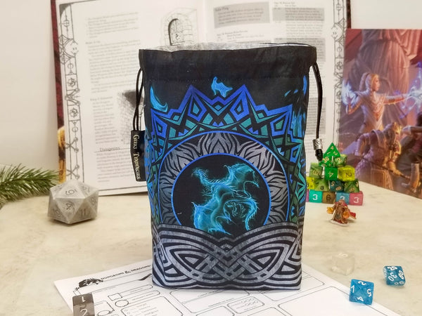 Large Blue Dragon Dice Bag Open