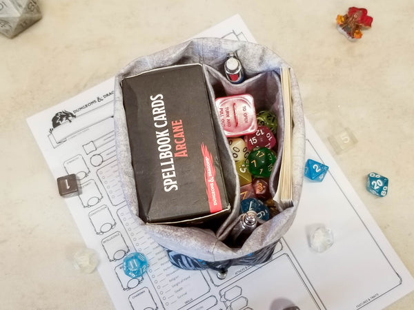Inside of the Blue dragon dice bag showing contents.