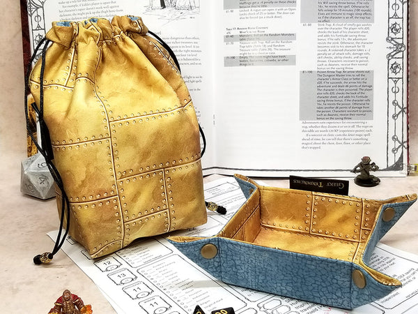 Brass Plate dice bag with built-in organizer