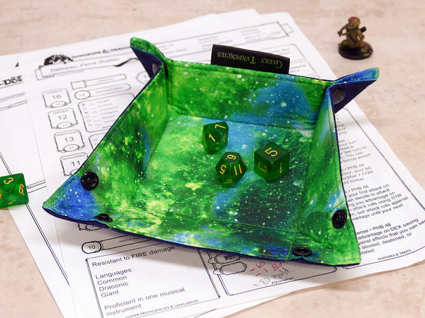 Small Green Nebula Collapsible Dice Tray