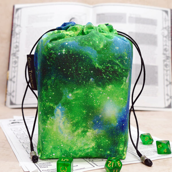 Green Nebula RPG Bundle - Dice Bag, Dice Tray & Spellbook