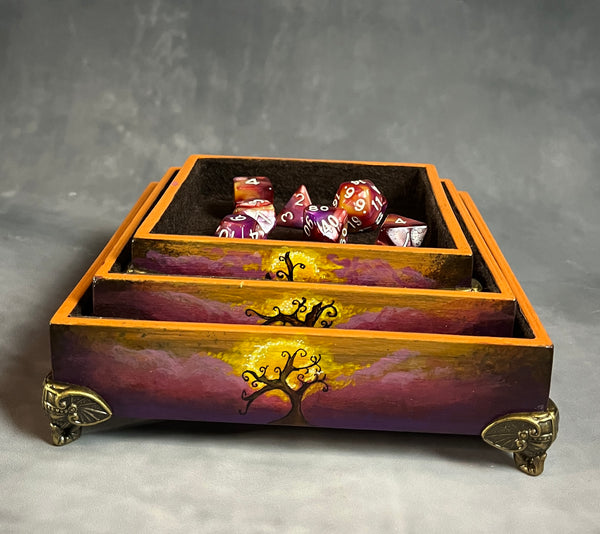 Tree of Life/Sunset - Stacking Dice Tray Set with Dice