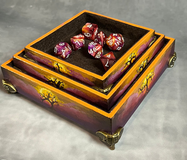 Tree of Life/Sunset - Stacking Dice Tray Set with Dice