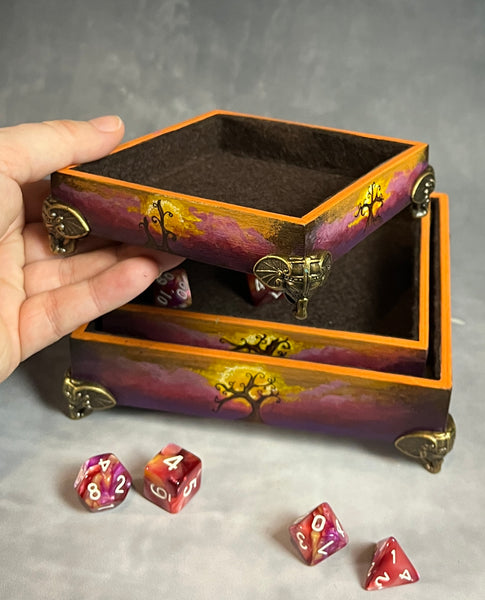 Tree of Life/Sunset - Stacking Dice Tray Set with Dice