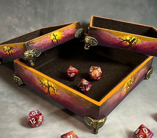 Tree of Life/Sunset - Stacking Dice Tray Set with Dice