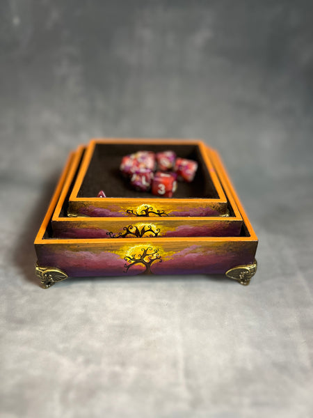 Tree of Life/Sunset - Stacking Dice Tray Set with Dice