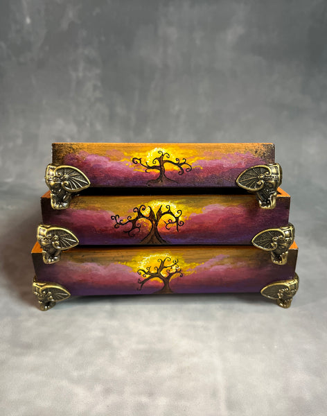 Tree of Life/Sunset - Stacking Dice Tray Set with Dice