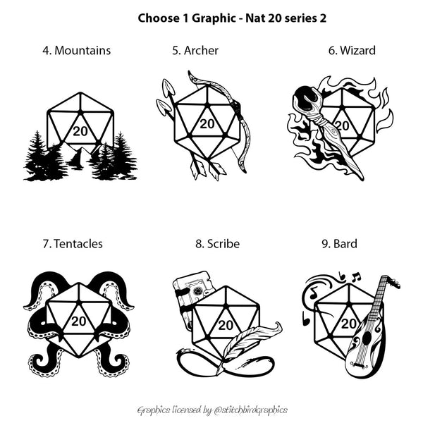 Nat20 Series 2: 4. Mountains, 5. Archer, 6 Wizard, 7. Tentacles, 8. Scribe, 9. Bard