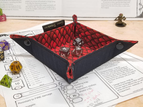 Red Dragon Dice Bag Bundle - Bag, Small Tray, Spellbook Set