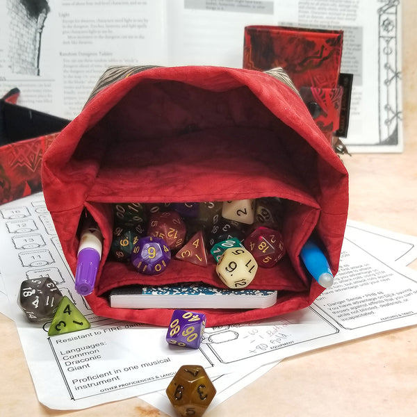 Red Dragon Dice Bag Bundle - Bag, Small Tray, Spellbook Set