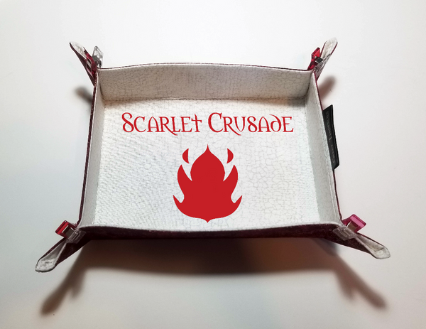 Red and White tray with red custom graphic