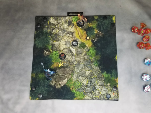 Roadside Tavern Dice Tray & Reversible Mini Battle Map – Indoor/Outdoor Grid Mat for TTRPGs