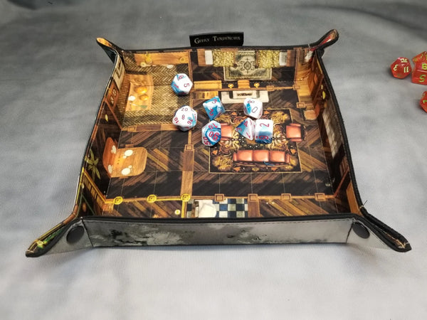 Cabin in the Woods Dice Tray & Reversible Mini Battle Map – Indoor/Outdoor Grid Mat for TTRPGs