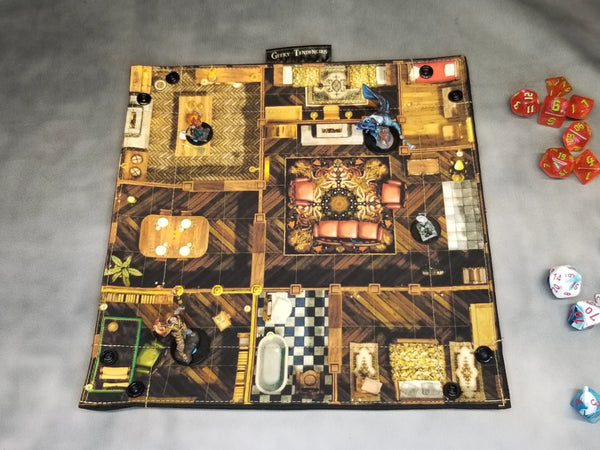 Cabin in the Woods Dice Tray & Reversible Mini Battle Map – Indoor/Outdoor Grid Mat for TTRPGs