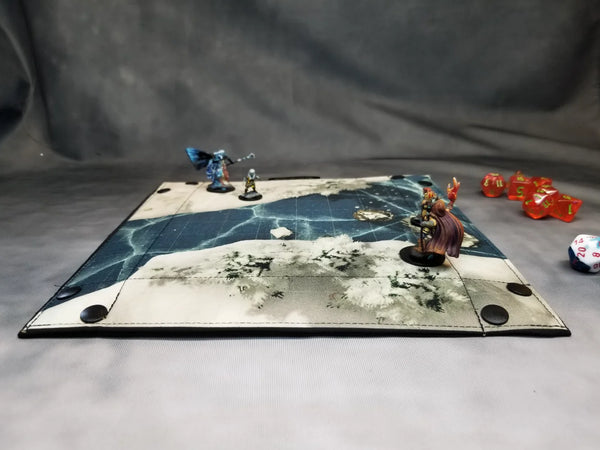 Cabin in the Woods Dice Tray & Reversible Mini Battle Map – Indoor/Outdoor Grid Mat for TTRPGs