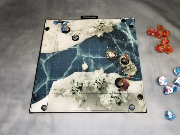 Cabin in the Woods Dice Tray & Reversible Mini Battle Map – Indoor/Outdoor Grid Mat for TTRPGs