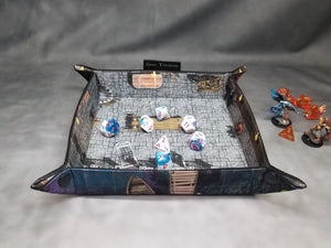Lakeside Dungeon Dice Tray & Reversible Mini Battle Map – Indoor/Outdoor Grid Mat for TTRPGs
