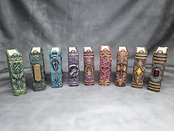 Hand-painted Mini Secret Tome Ornament - Gift Card Holder. Good for dice, crystals, jewelry or card storage