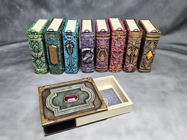 Hand-painted Mini Secret Tome Ornament - Gift Card Holder. Good for dice, crystals, jewelry or card storage