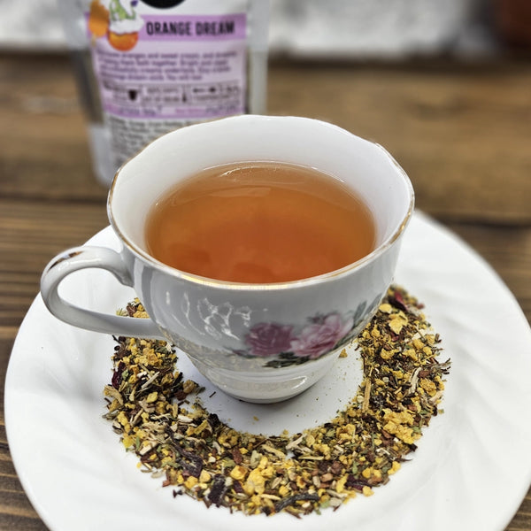 Orange Dream Herbal Tea: Fruity Caffeine-Free Loose Leaf Blend with Orange Creamsicle Vibes