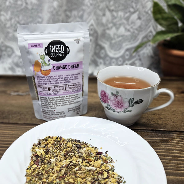 Orange Dream Herbal Tea: Fruity Caffeine-Free Loose Leaf Blend with Orange Creamsicle Vibes