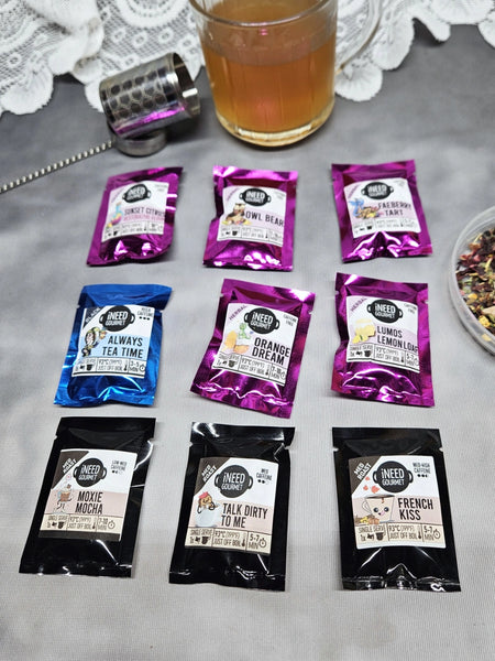 Gourmet Herbal Tea and Coffee Sampler Pack: Loose Leaf Single Serves