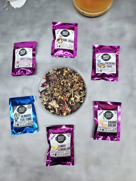 Gourmet Herbal Tea and Coffee Sampler Pack: Loose Leaf Single Serves