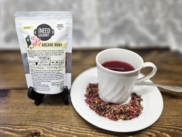 Arcane Ruby Gourmet Green Tea: Raspberry Chipotle Loose Leaf Blend