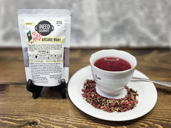 Arcane Ruby Gourmet Green Tea: Raspberry Chipotle Loose Leaf Blend