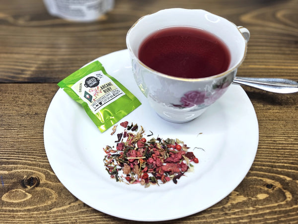 Arcane Ruby Gourmet Green Tea: Raspberry Chipotle Loose Leaf Blend