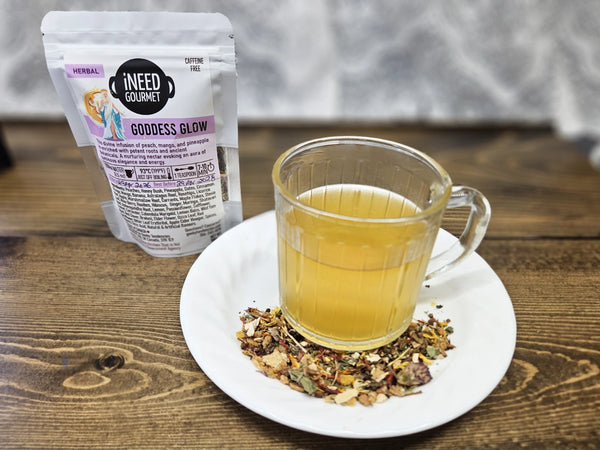 Goddess Glow Gourmet Herbal Tea: Peach Mango Tropical Loose Leaf Blend