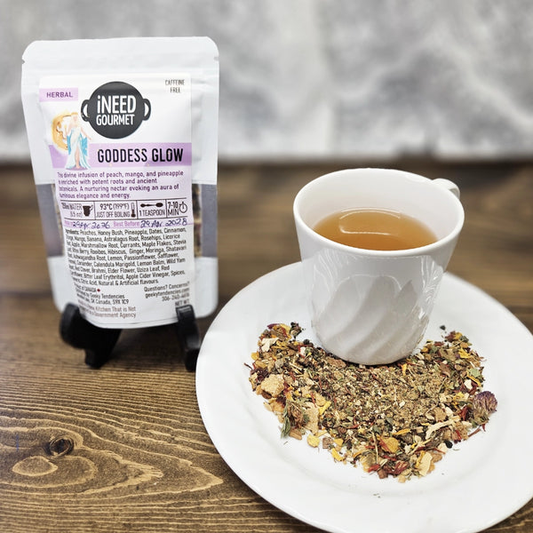 Goddess Glow Gourmet Herbal Tea: Peach Mango Tropical Loose Leaf Blend